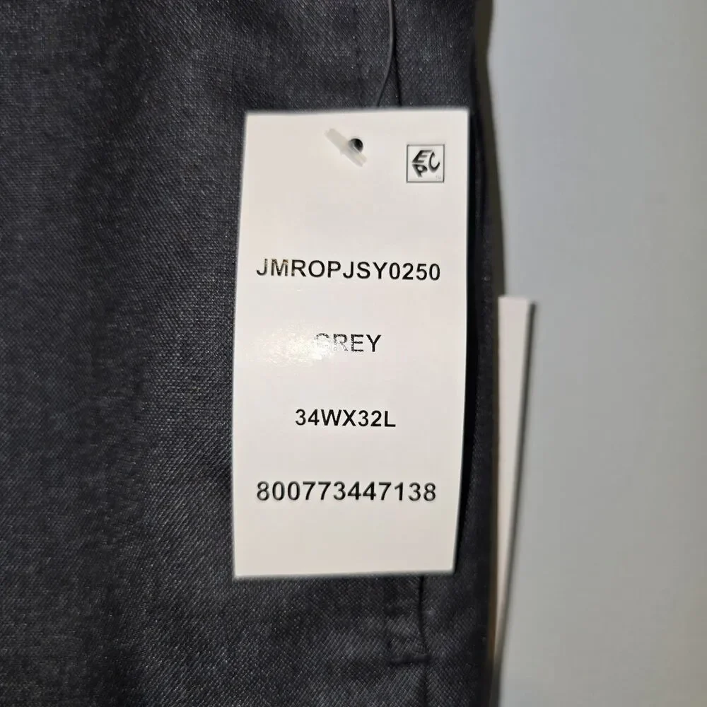 Calvin Klein Mens Slim Fit Dress Pants 34x32 Grey Solid Stretch NWT